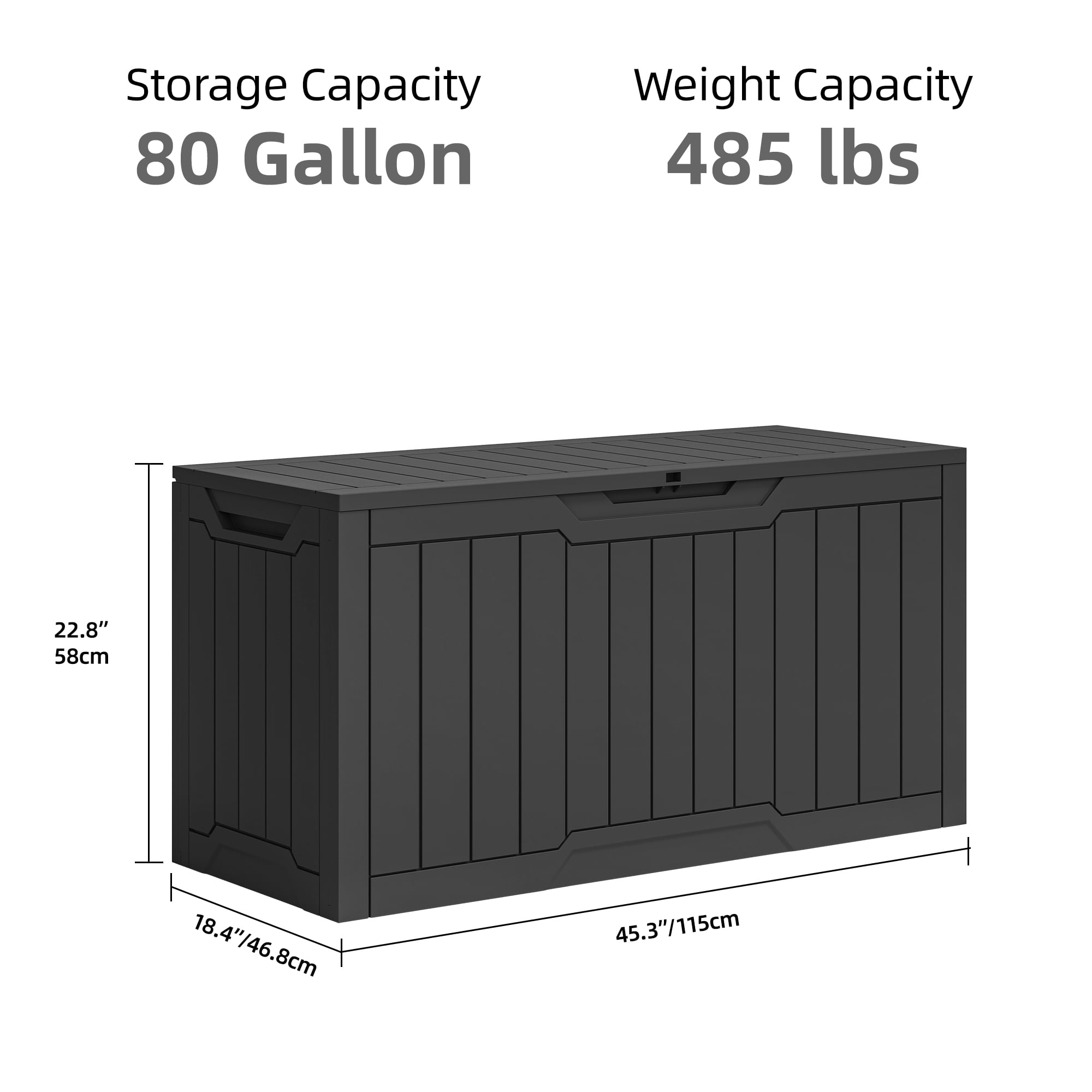 Uforic 80 Gallon Outdoor Resin Deck Box – Lockable Storage with Stylish Wood-Grain Texture & Durable Black Finish for Patio & Garden
