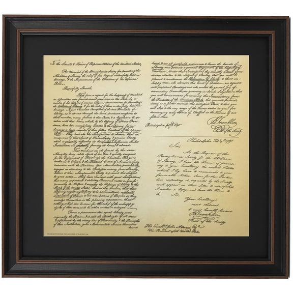 Framed Ben Franklin's Petition to Abolish Slavery. Historical Prints by Patriot Gear Company