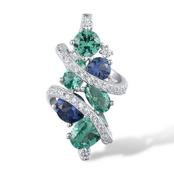 Santuzza 925 Sterling Silver Oval Gemstone Cluster Pendant Green Spinel Cubic Zirconia Jewelry for Women