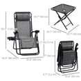 thumbnail image 3 of Outsunny Ensemble de Chaises à Gravité Zéro avec Table Pliante et Plateaux Porte-Gobelet Gris, 3 of 10