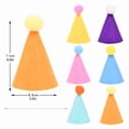 thumbnail image 7 of Mini Pompom Party Hats for Pets and Dolls | Felt Cone Hats, Fluffy Pom Pom Toppers, Adjustable Elastic Straps, Stuffed Animal Accessories, Dog and Cat Birthday Props, Pack of 6, 7 of 7