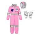 thumbnail image 5 of Pandaie Kids Astronaut Costumes America Spacesuit for Boys Girls Metallic Pink Space Themed Jumpsuit Set with Gloves Hat 5-7 Years, 5 of 6