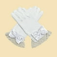 thumbnail image 2 of Mightlink 1 Pair Women Prom Gloves,Full Finger Gloves for Bride,See-through Lace Bow Decor Hollow Out Fishnet Ruffle Edge Gloves, 2 of 6