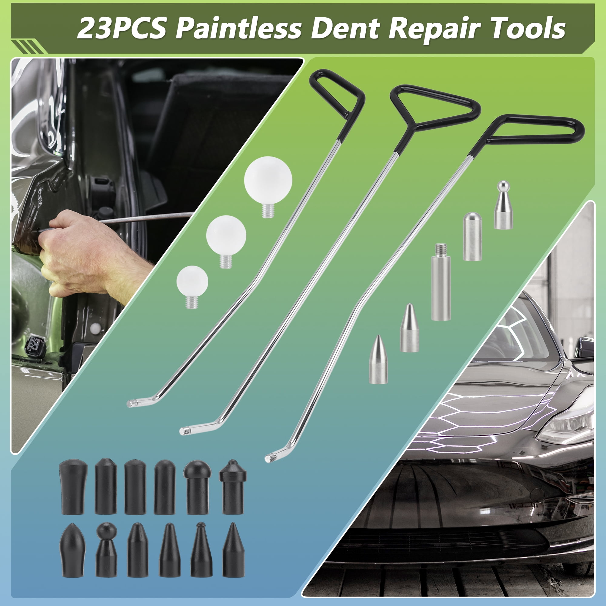 Unique Bargains 23PCS Paintless Dent Repair Tools 3 Car Dent Repair Rods and Accessories