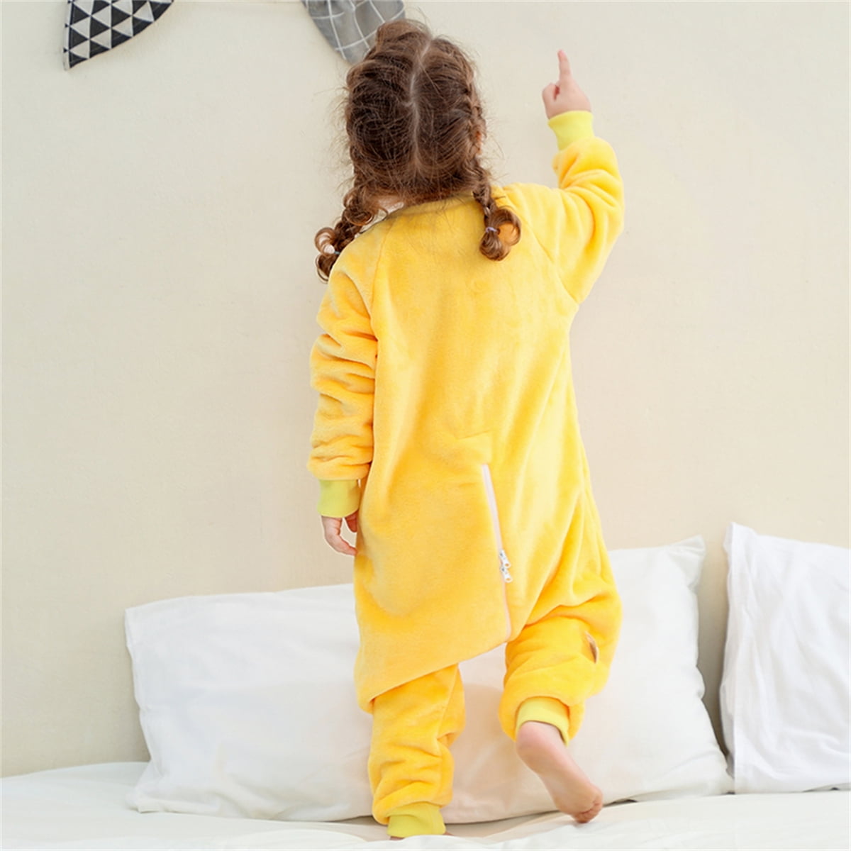 WIBACKER 6M-6Y Baby Warm Flannel Sleeping Bag, Infant Sleepsuit, Kids Toddler Boys Girls Long Sleeve Double Zipper Wearable Sleep Sack - Duck