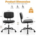 thumbnail image 3 of Atilioo Office Desk Chair, Armless Computer Chair with Wheels, PU Leather, Lumbar Support, 360° Rolling Swivel Task Chair for Home Office, Black, 3 of 7