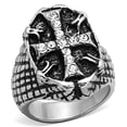 thumbnail image 1 of Men High Polished Stainless Steel Ring with Top Grade Crystal in Clear - Size 13, 1 of 1