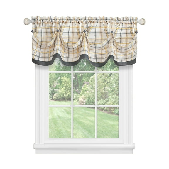 Simple Elegance Venezia Tuck Valance with Buttons - 58x14 - Grey