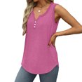 thumbnail image 5 of Admvng Tops for Women Trendy Summer Large Solid V-Neck Loose Casual Button Tank Top S-5XL, 5 of 8