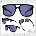 thumbnail image 2 of Mens Color Mirror Mobster Racer Flat Top Plastic Rectangle Sunglasses Black Blue - Blue Mirror, 2 of 8