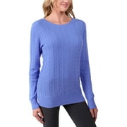 Coutgo Women's Cable Knit Sweater Ribbed Crew Neck Pullover Sweater
