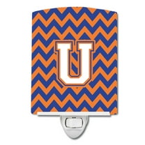 Caroline's Treasures CJ1060-UCNL Letter U Chevron Blue and Orange #3 Ceramic Night Light, 6x4x3, Multicolor