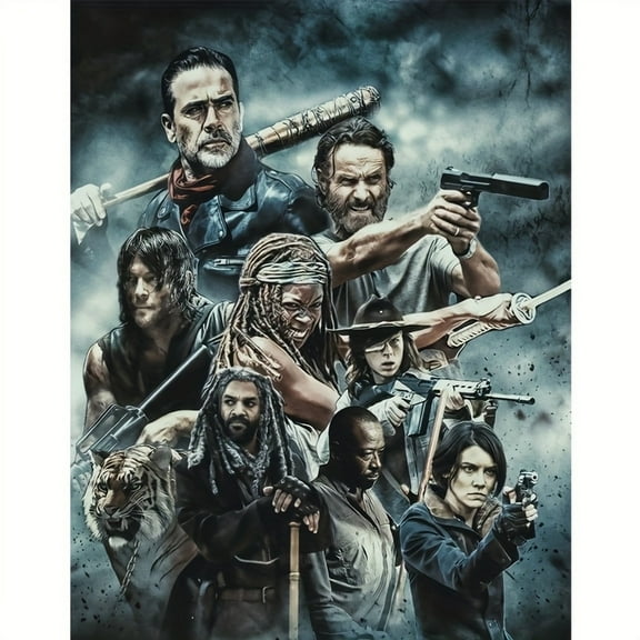 Adult DIY 5D Diamond Painting Kit, The Walking Dead Series Art Round Diamond, Full Diamond Diamond Embroidery Kit, Mosaic Cross Stitch Craft Home Wall Decoration