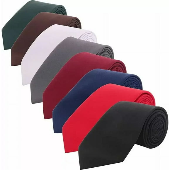 Pack de 8 Pièces Assorties Cravate Unie Couleur Unie Cravate Formelle pour Hommes