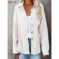 thumbnail image 2 of Spencer Women's Oversized Corduroy Shirt Casual Long Sleeve Button Down Boyfriend Blouses Tops (XL, White), 2 of 8