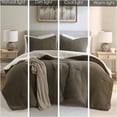 thumbnail image 2 of JERFIT Brown Waffle Knit Chenille Comforter Set with Sherpa Reverse Twin Size, 3-Piece Bedding Set, 2 of 10