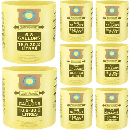 10-14 Gallon High Efficiency Disposable Filter Bags ，Fit Shop-Vac 10-14 Gallon ,90672, Type I(8-Pack)