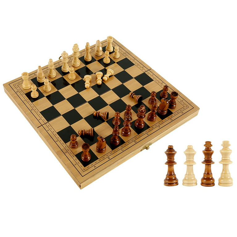  Legacy Deluxe Chess & Checkers Set, Classic Two Player Game  Includes Folding Board with Solid Wood Playing Pieces, for Kids and Adults  Ages 8 and up : Toys & Games