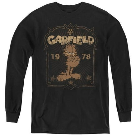 1978 Garfield - Trevco Sportswear GAR568-YL-3 Garfield & EST 1978 Youth Long Sleeve T-Shirt, Black - Large