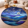 thumbnail image 5 of Round Area Rug, Mountains Floral Pattern Non-Slip Floor Mat, Soft Washable Carpet for Living Room Bedroom Decor 59 Inch, 5 of 6