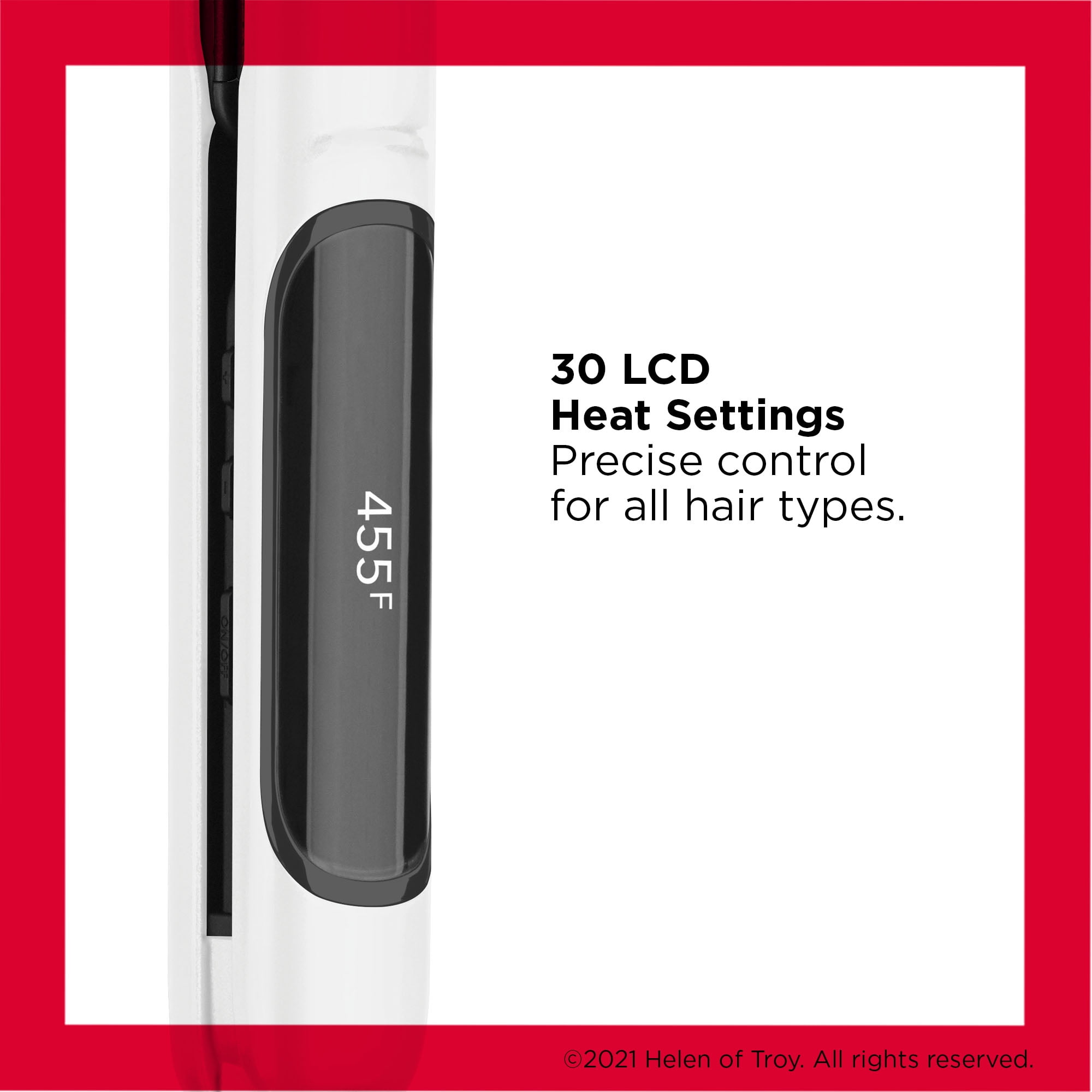 Revlon Crystal C + Ceramic 1" Digital Hair Flat Iron, White