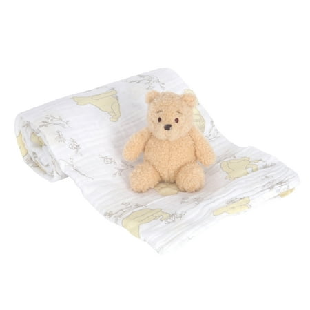 Lambs & Ivy Disney Baby Winnie the Pooh Swaddle Blanket & Plush Toy Gift Set