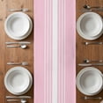 thumbnail image 6 of Pink White Stripe Table Runner - 70 Inch Long, Kitchen Dining Table Runner Dresser Scarves, Modern Rustic Vertical Striped Farmhouse Decor for Coffee Tables Wedding Party Banquet, 6 of 8