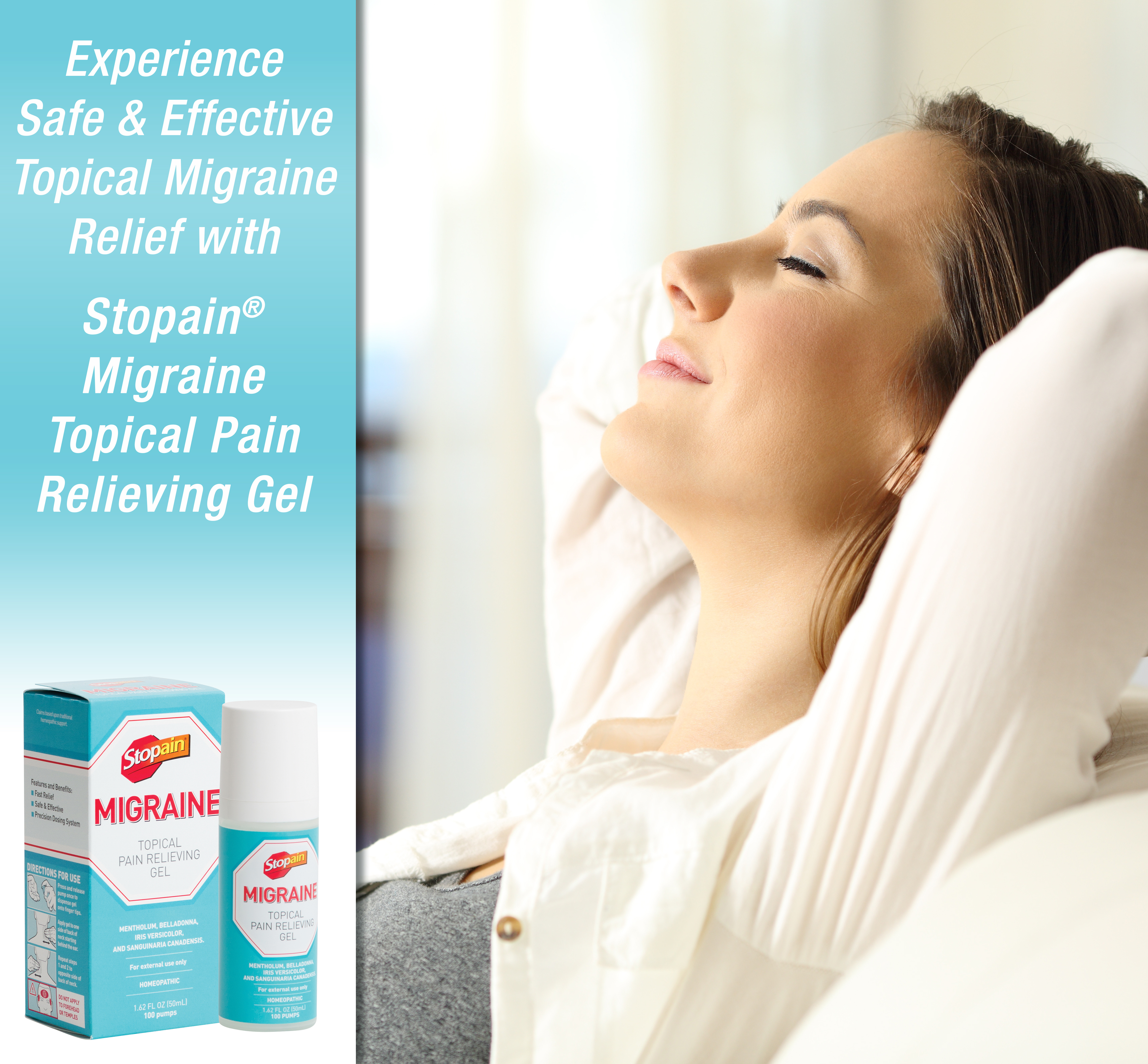 Stopain Migraine Topical Pain Relieving Gel, 1.62 fl oz - image 5 of 10