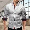 thumbnail image 2 of Camisa de manga larga para hombre, solapa de Color puro, delgada, cómoda, transpirable, agradable para la piel, para trabajo, viaje de negocios, 2 of 5