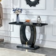 thumbnail image 5 of Sumdeal Modern Console Table for Entryway,47" Console Entryway Table w/Faux Marble Top & U Shape Pedestal Base,Long Narrow Console Sofa Table Entrance Hallway Table for Living Room Behind Couch,Black, 5 of 10
