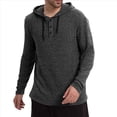 thumbnail image 1 of Camiseta Informal de Larga con Capucha y Botones para Hombre, Otoño e Invierno 2025, con Cordón Ajustable. Gris Oscuro M, 1 of 6