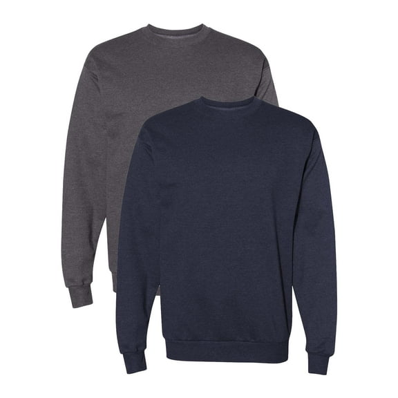 Hanes Men's EcoSmart Crewneck Fleece Sweatshirt, Charcoal Heather and Heather Navy Color 2 Pack, S