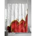 thumbnail image 5 of Fsddascl Red Gold Marble Shower Curtain Set - Extra Long 72" x 96" Washable Bathtub Curtain with 12 Hooks, Modern Abstract Marble Crack Texture Waterproof Fabric Stall Shower Curtains for Bathroom, 5 of 6
