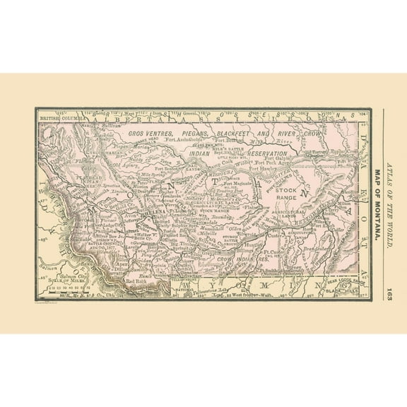 Historic State Map - Montana - Alden 1886 - 35.90 x 23 - Vintage Wall Art
