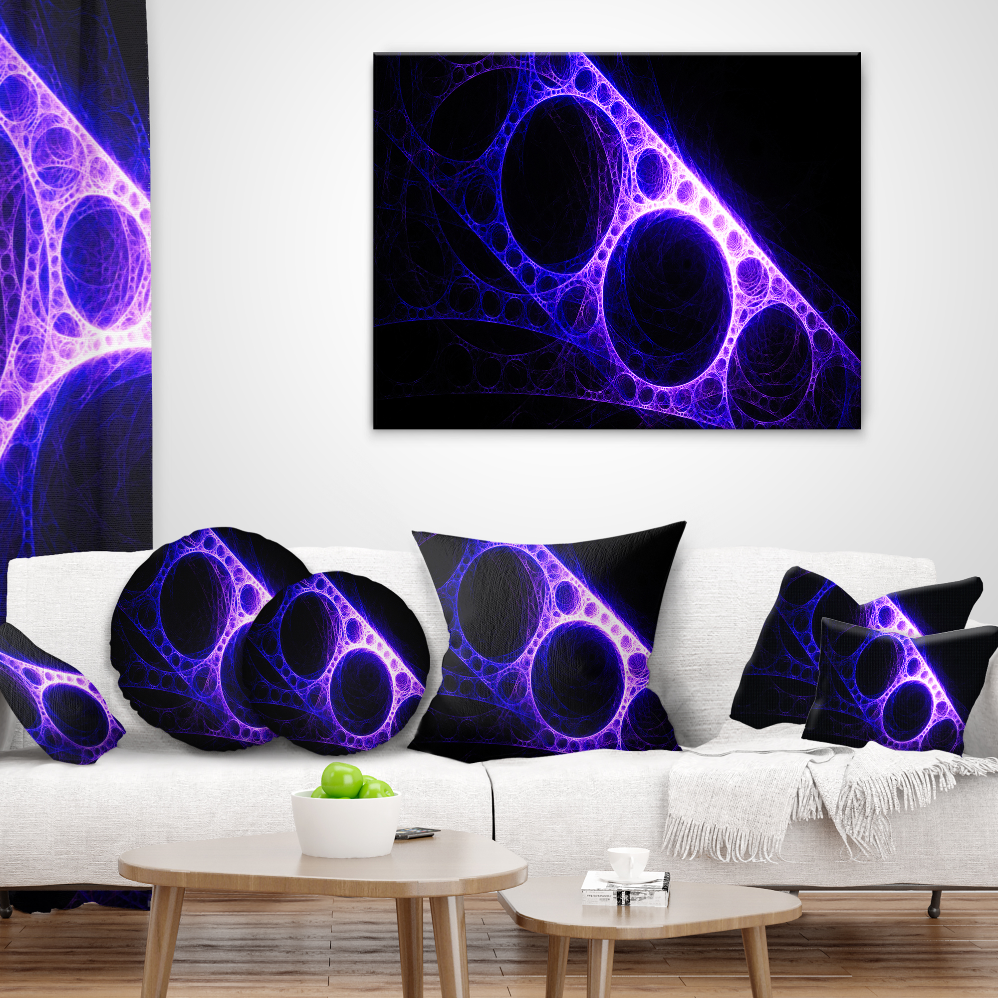 Designart Purple Metal Construction - Abstract Throw Pillow - 18x18
