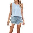 thumbnail image 3 of Women's Sleeveless Tank Tops Summer Pleated Loose Fit Top for Women Casual Round Neck Shirts S, 3 of 10