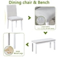 thumbnail image 6 of White Solid Wood Dining Table And Bench For 6 Meals With Chairs In White, Frame, Tabletop, Chic Style, 6 of 7