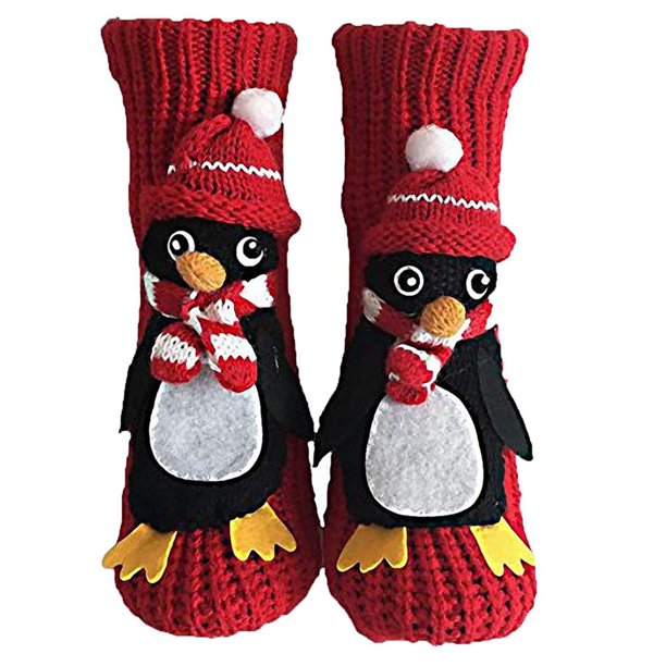 Calcetines navideños para dormir, bonitos calcetines tridimensionales de lana gruesa y cálida para mujer en invierno.