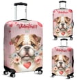 thumbnail image 2 of Happy Valentine's Day Bulldog holding flowers Travel Luggage Cover Dog Lover Gifts Idea Suitcase Dust Protective Decor - 3005, 2 of 5