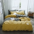 thumbnail image 1 of Graflsoa Ensemble de Housse de Couette Couleur Unie Toucher Doux avec Design Bicolore, Comprend Drap et Taies d'Oreiller, Plusieurs Options de Couleur (Jaune+gris, Rose+gris, Blanc+gris, Violet+gris, Orange Rosé+gris), 1 of 6