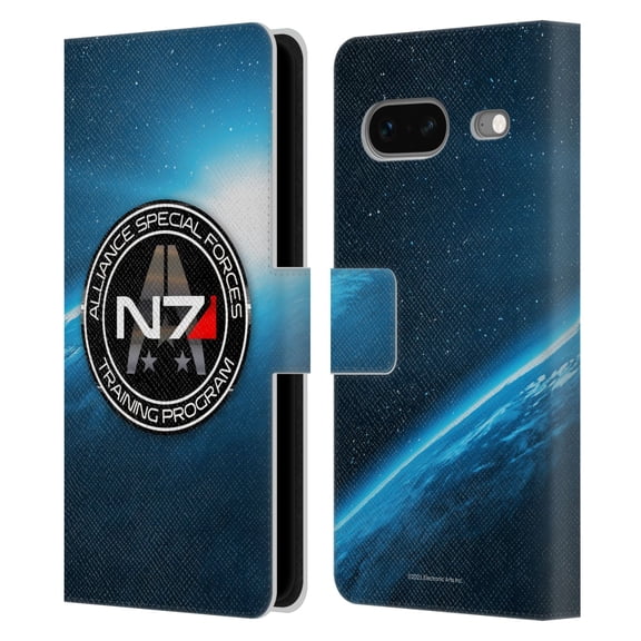 Head Case Designs Officially Licensed EA Bioware Mass Effect 3 Badges And Logos N7 Training Program Leather Book Wallet Case Cover Compatible with Google Pixel 7