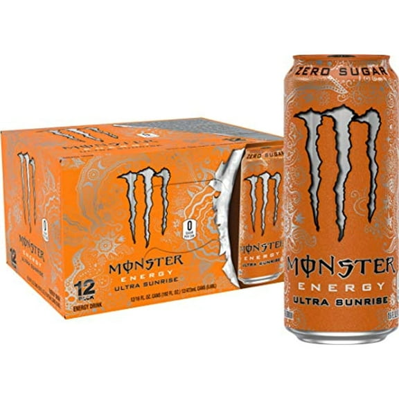 Monster Energy Ultra Sunrise, Sugar Free Energy Drink, 16 Ounce (Pack Of 12)
