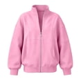 thumbnail image 4 of IUYRTFE Women's Zip Up Fleece Jacket Long Sleeve Casual Relaxed Fit Collarless Coat with Pockets for Fall and Winter, 4 of 6