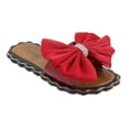 thumbnail image 1 of Babe Women Slide Summer Sandals with Bow Flat Open Toe Shoe - Sizes 6-10 - Colors Red, Pink, or Grey, 1 of 2