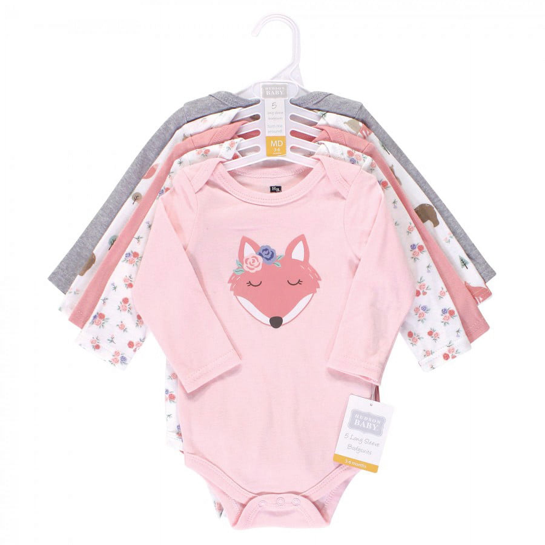 Hudson Baby Cotton Long-Sleeve Bodysuits, 5-Pack, Newborn- 24 Months