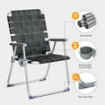 thumbnail image 2 of Ktaxon 2Pcs Oversized Folding Lawn Chair, Portable Aluminum Patio Webbed Chair with Detachable Cup Holder, 330 LBS Heavy Duty Seating for Yard, Garden (Oversized, Black), 2 of 8