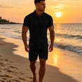 thumbnail image 5 of GrmtClth Mens Casual Collared Matching Set Basic Polo Shirt and Relaxed Fit Shorts Comfortable Everyday Outfit for Outdoor Travel Black 3XL, 5 of 6