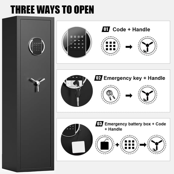 4-5 Gun Safe, Gun Safe with LCD Screen Keypad and Silent Mode, Gun Safe for Home Pistols with 3 Adjustable Gun Slots and 3 Metal Storage Box