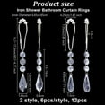 thumbnail image 2 of 12 Pcs Water Drops Crystal Curtain Rings Curtain Rings with Transparent Acrylic Kite Teardrop Octagon Pendant Clear Shower Curtain Rings for Bathroom Decor Accessories Shower Decor, 2 of 9