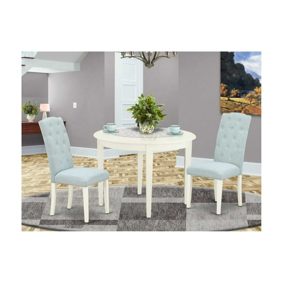 East West Furniture Dining Room Set Linen White, BOCE3-WHI-15